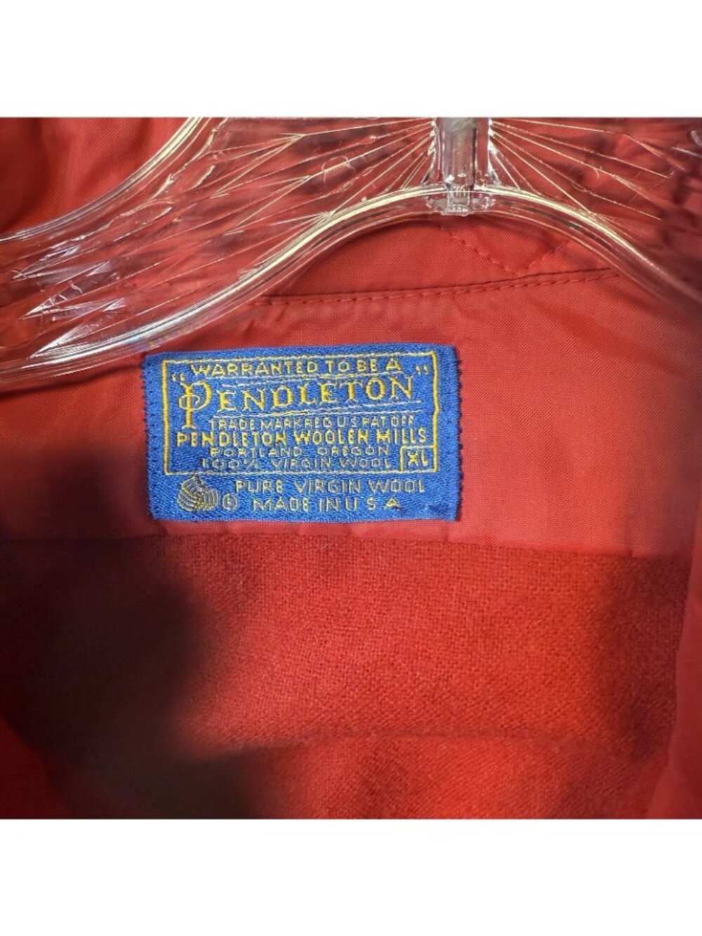 Vintage Pendleton Trail Shirt Mens XL Red 100% Pure Virgin Wool Elbow Patches - Picture 2 of 7